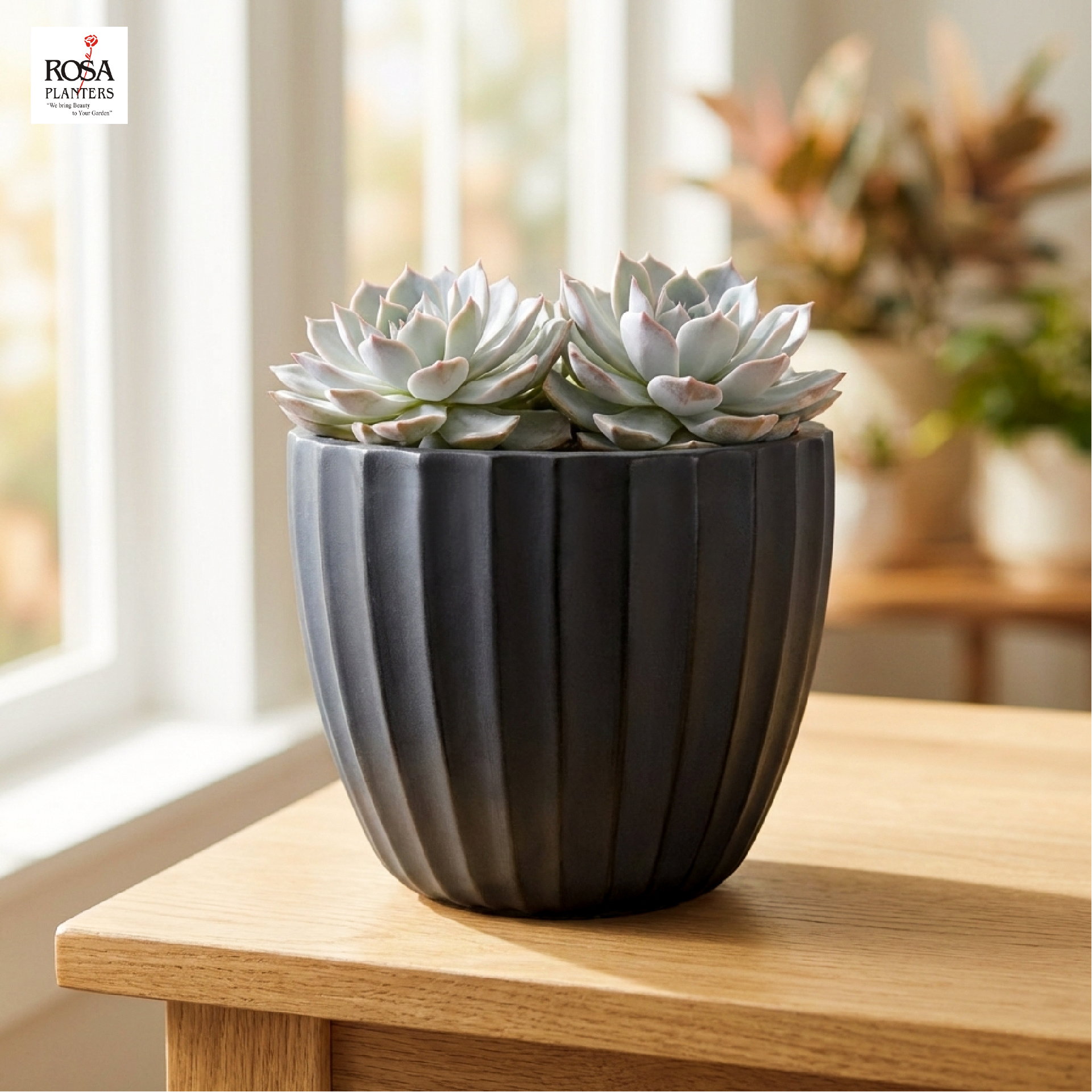 Fluted polystone composite indoor planter wholesale manufacturer
