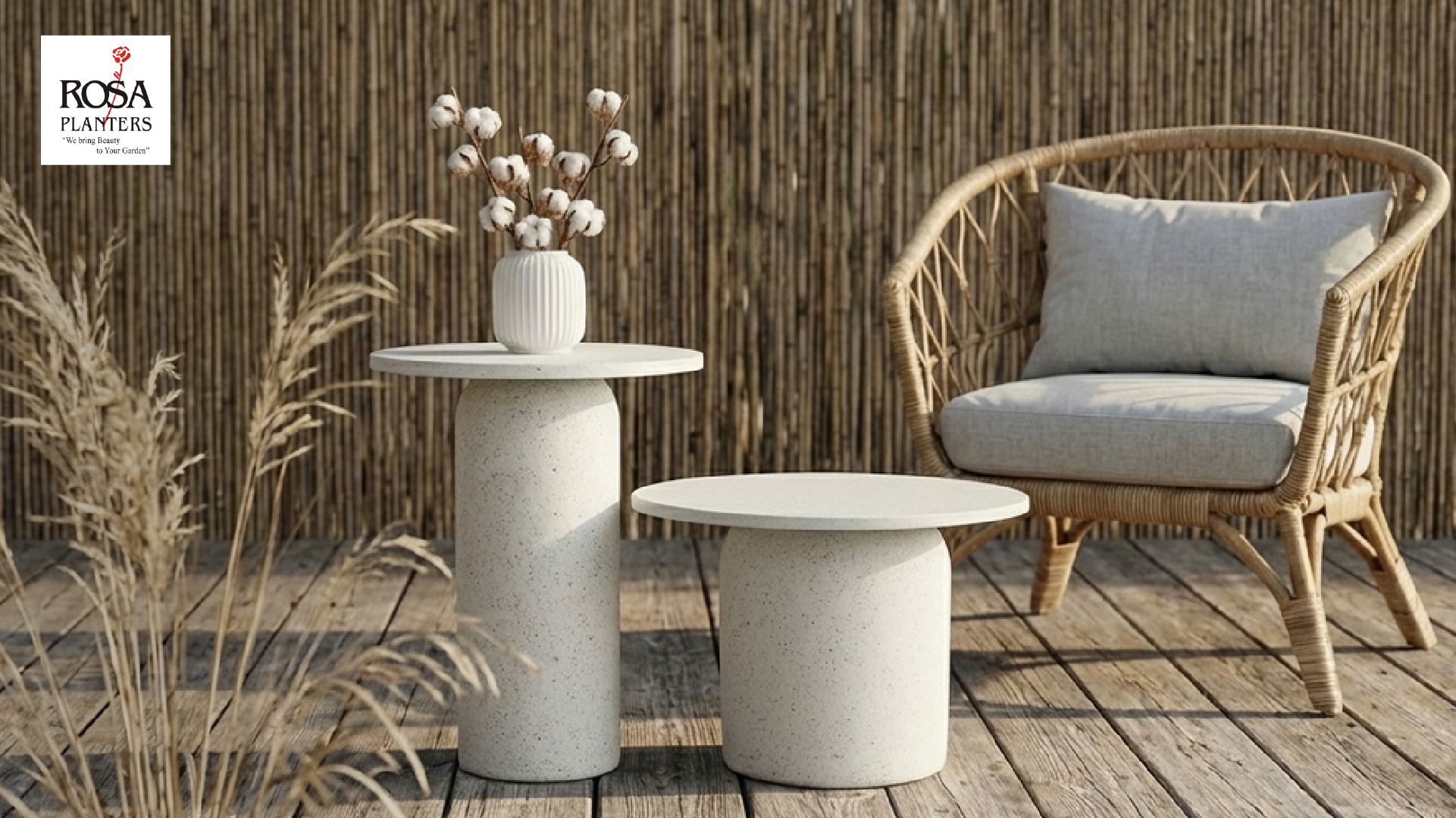 Terrazzo fiber concrete plant stool and side table
