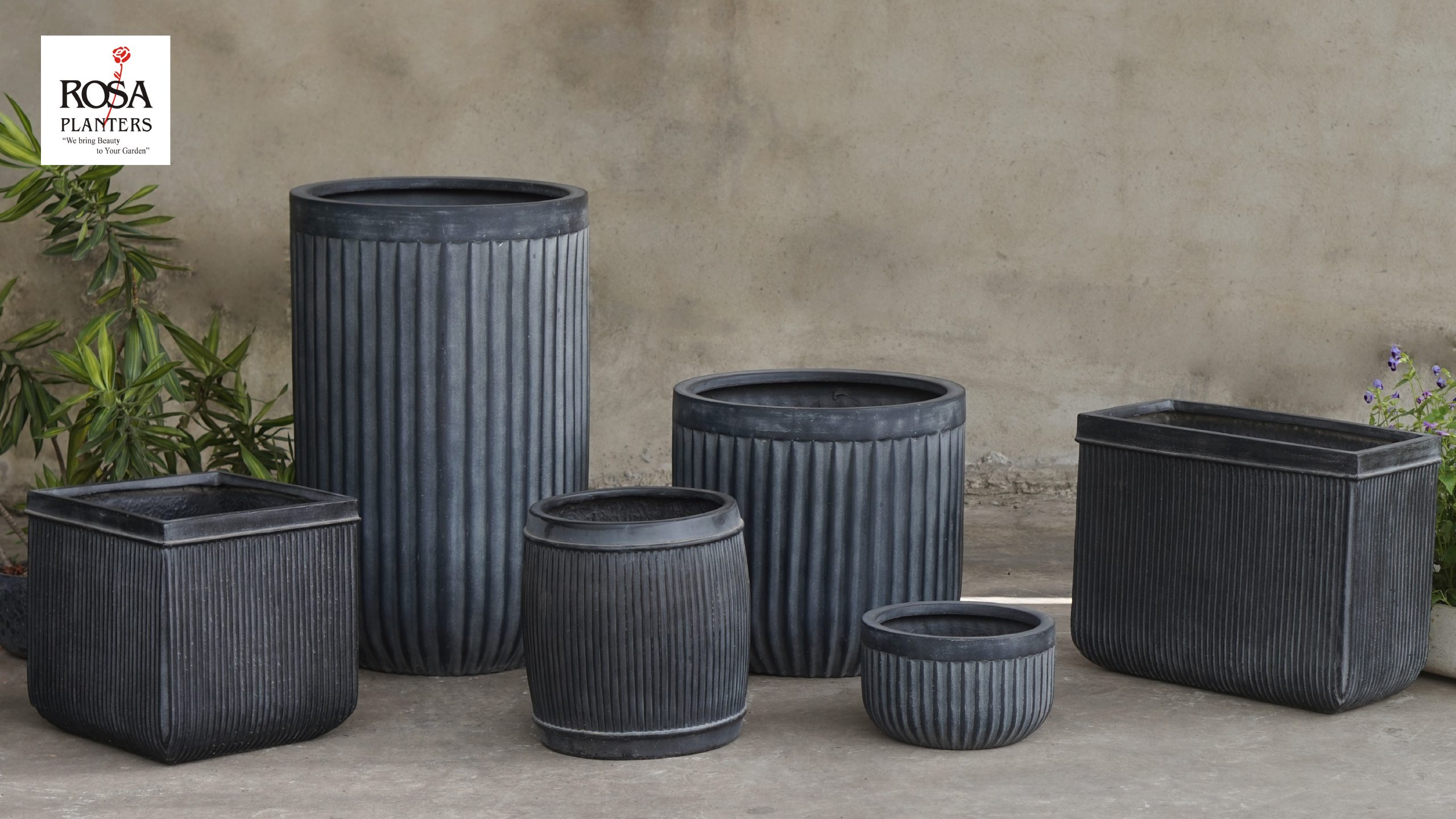 Plastic planters showing different color tones